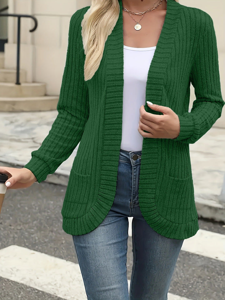 Women's Long Ribbed Knit Open Front Cardigan 3