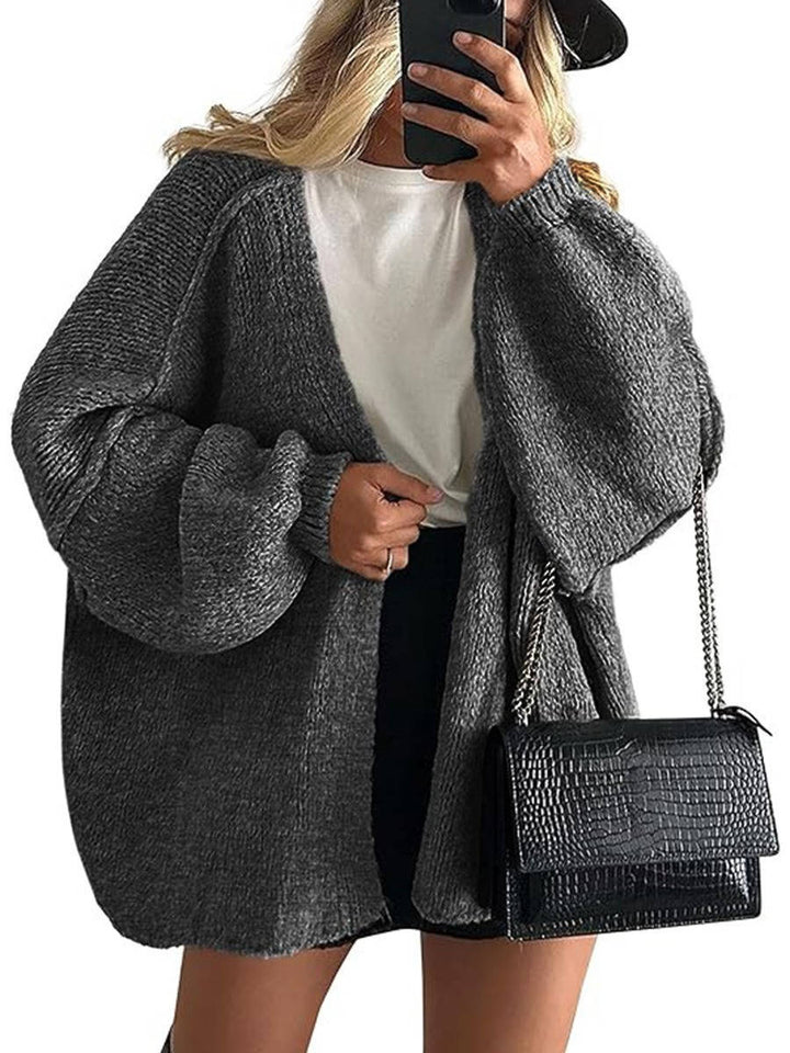 Women's Oversized Chunky Knit Open Front Cardigan 11