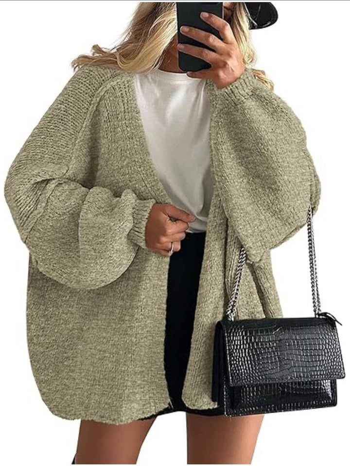Women's Oversized Chunky Knit Open Front Cardigan 12