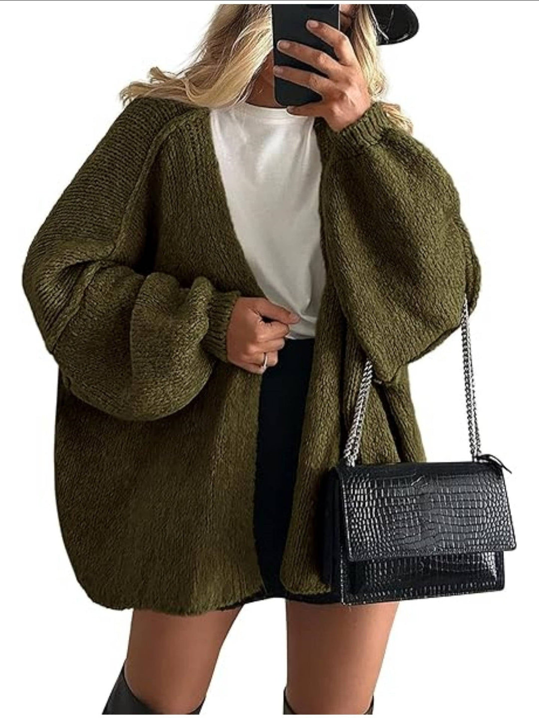 Women's Oversized Chunky Knit Open Front Cardigan 13