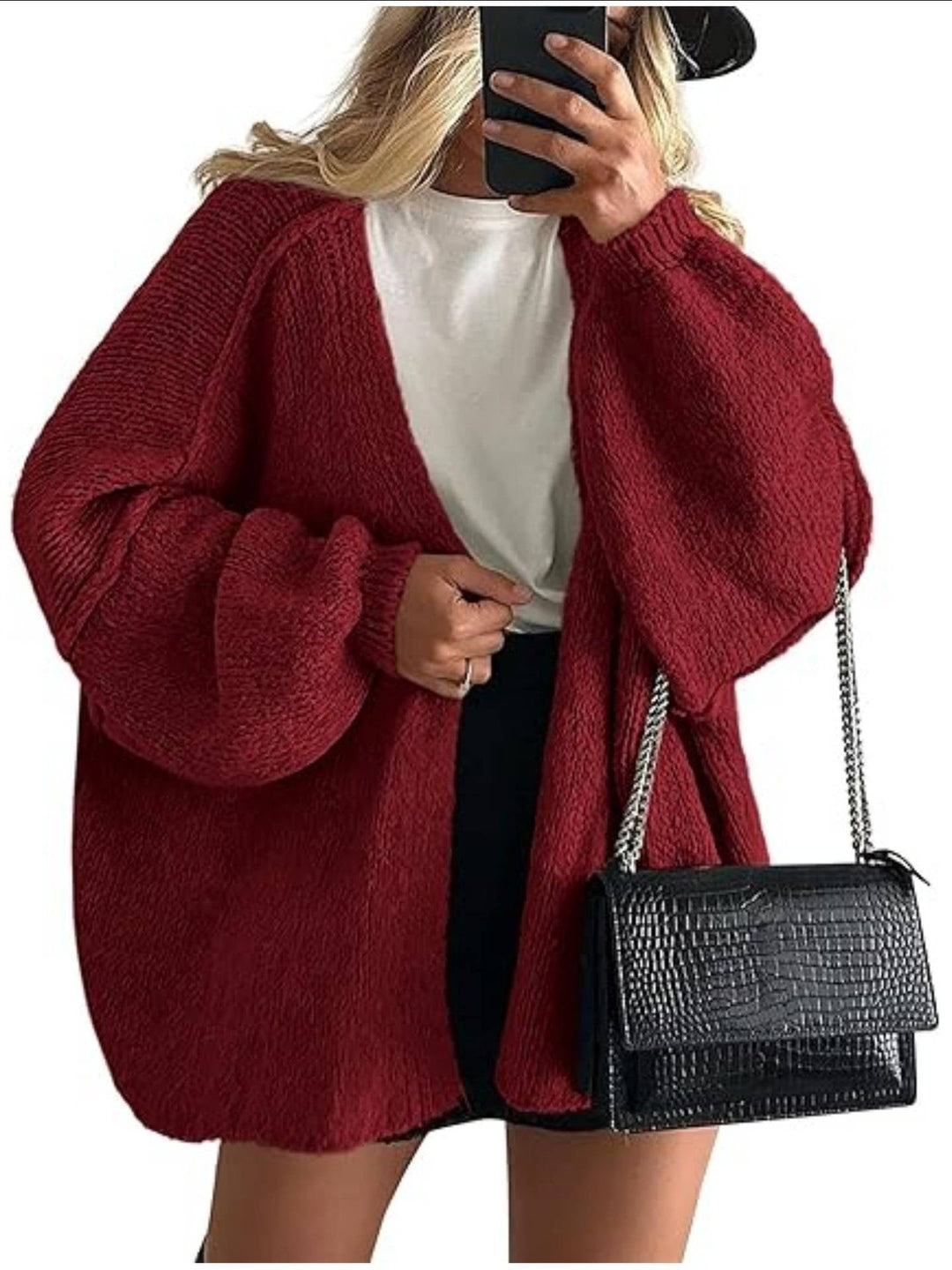Women's Oversized Chunky Knit Open Front Cardigan 14