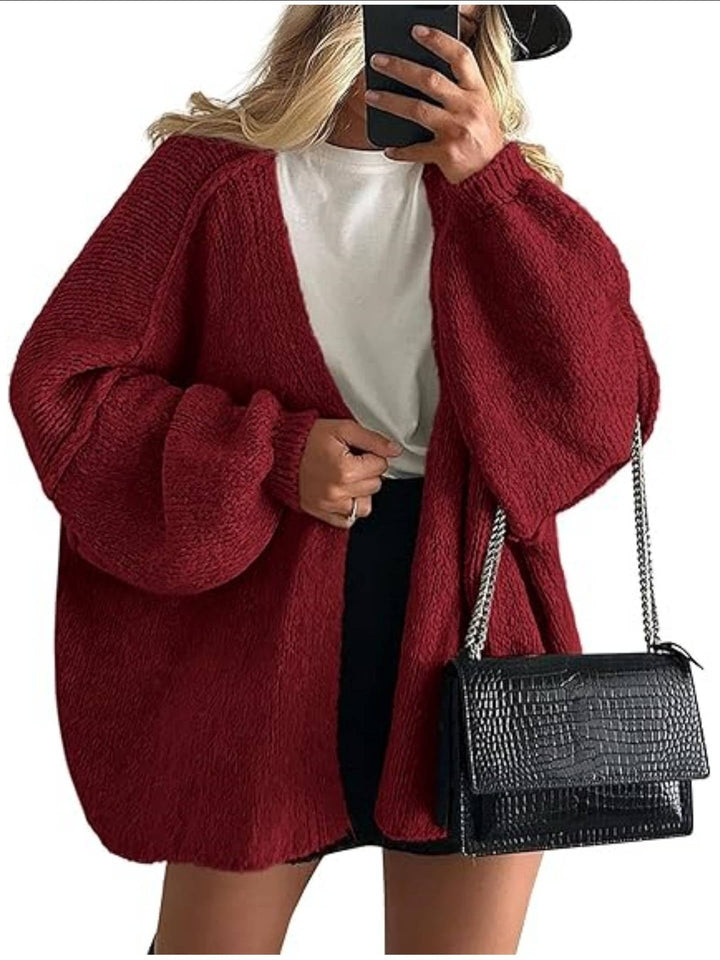 Women's Oversized Chunky Knit Open Front Cardigan 14