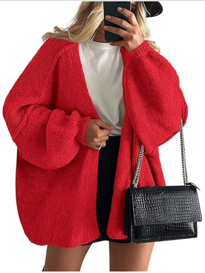 Women's Oversized Chunky Knit Open Front Cardigan 15