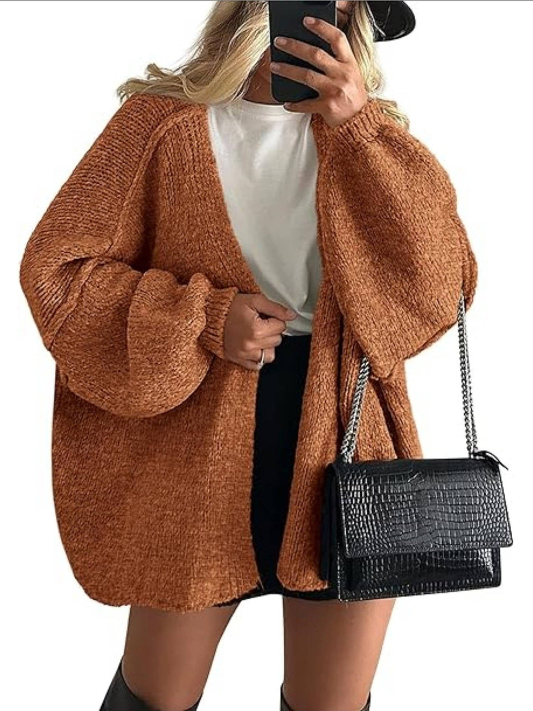 Women's Oversized Chunky Knit Open Front Cardigan 7