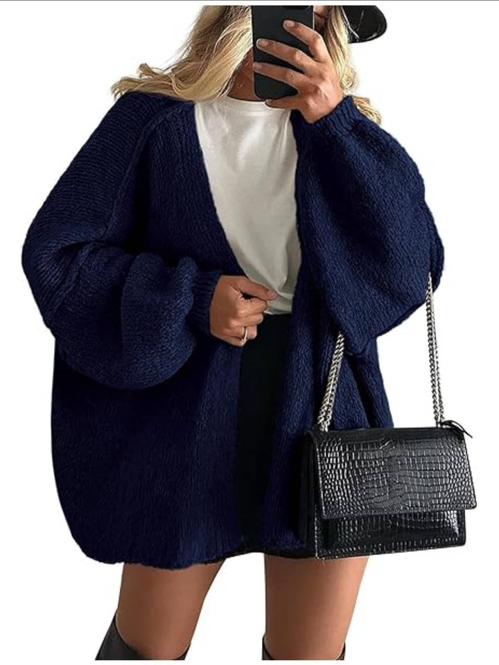 Women's Oversized Chunky Knit Open Front Cardigan 8