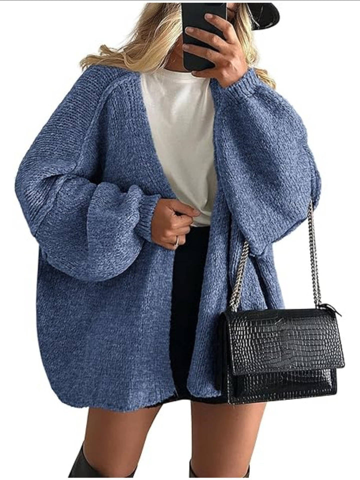 Women's Oversized Chunky Knit Open Front Cardigan 9