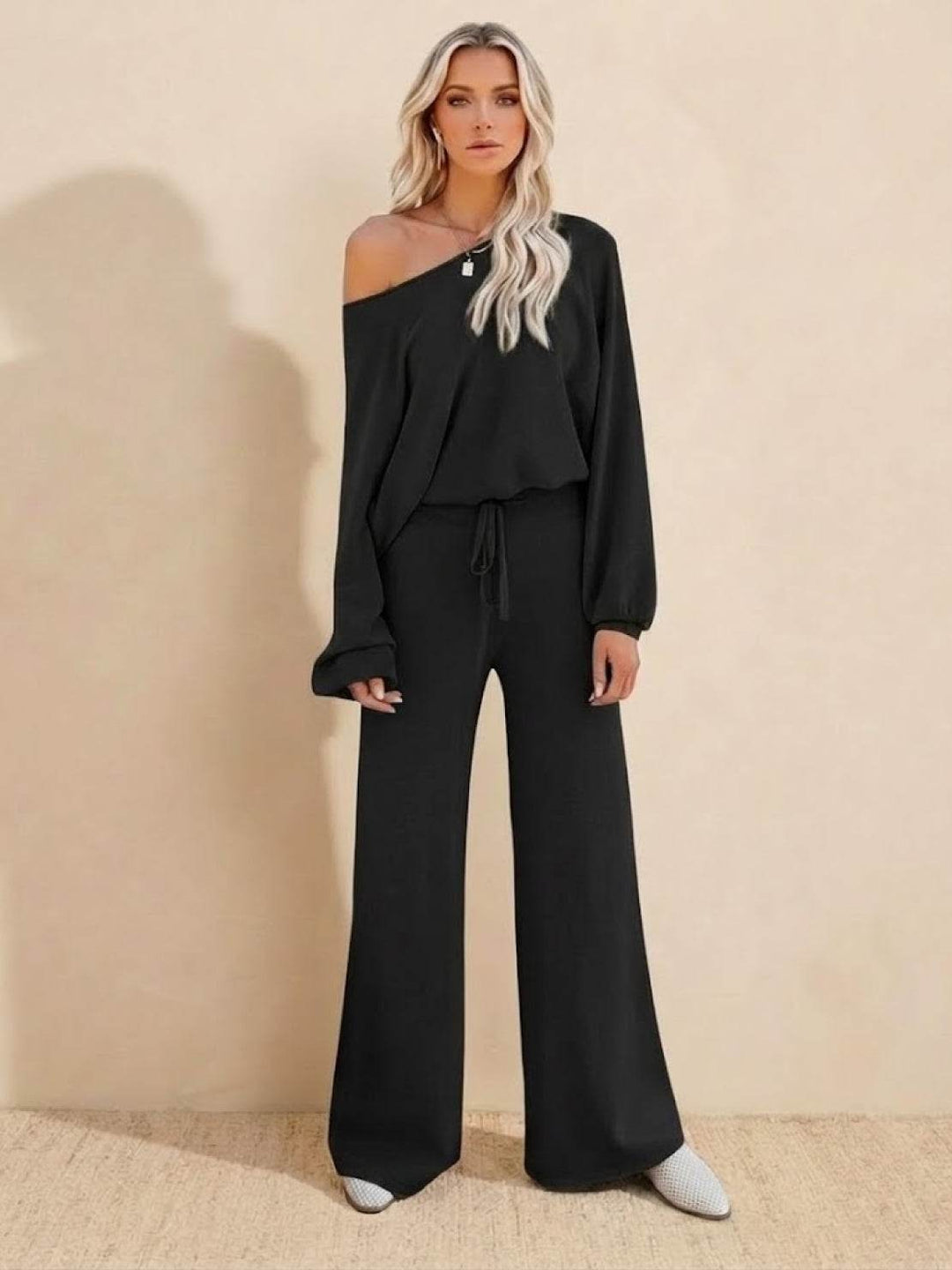 Women's Cropped Sweatshirt Wide Leg Co Ord Set 6