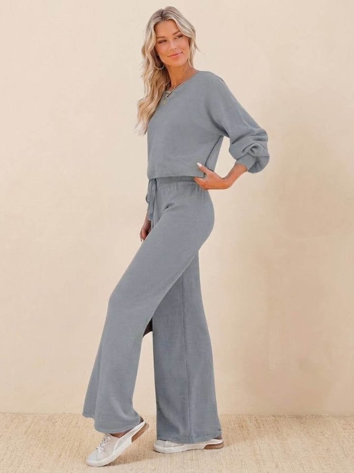 Women's Cropped Sweatshirt Wide Leg Co Ord Set 11