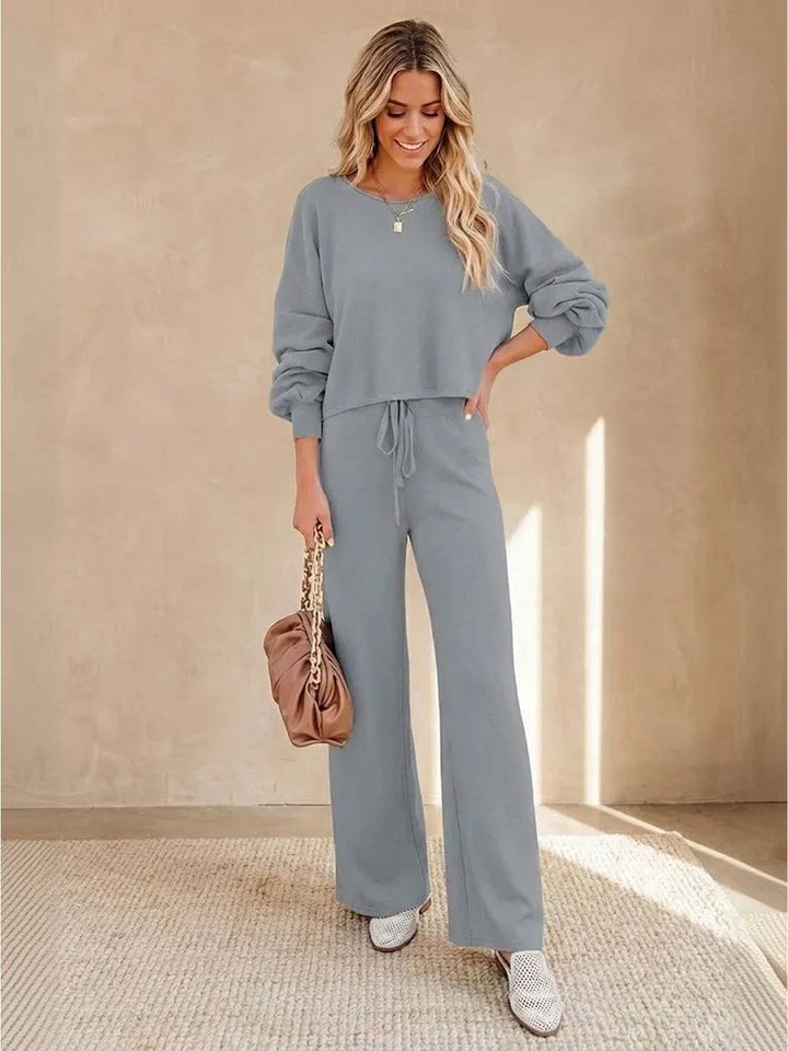 Women's Cropped Sweatshirt Wide Leg Co Ord Set 12