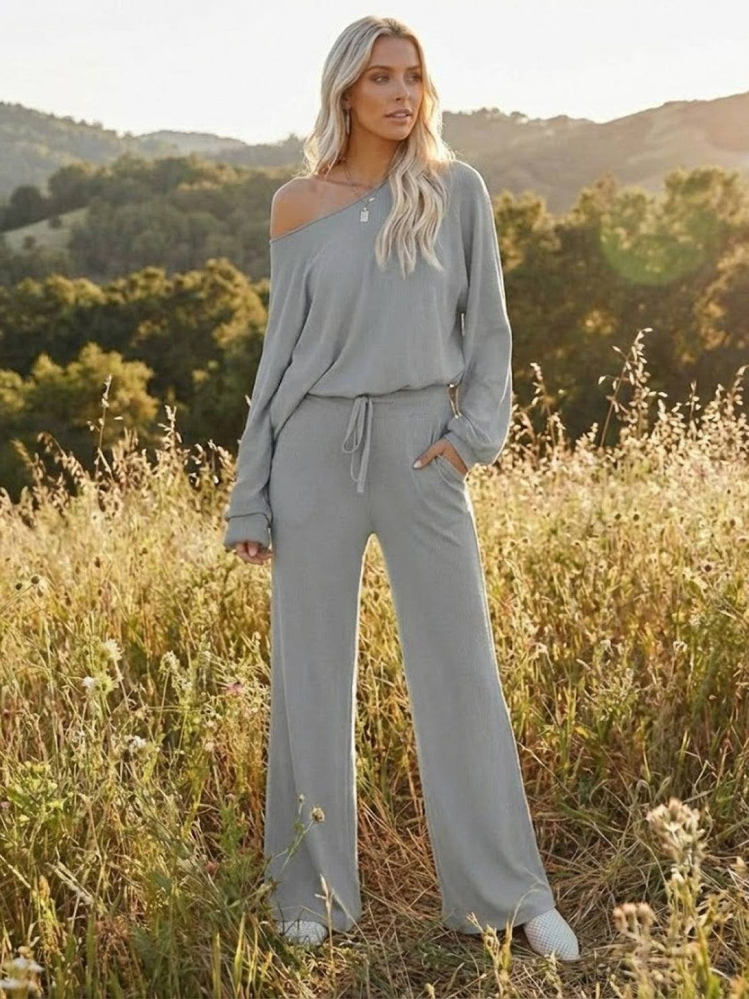 Women's Cropped Sweatshirt Wide Leg Co Ord Set 13