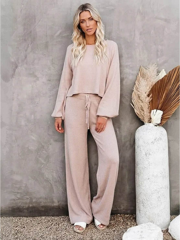 Women's Cropped Sweatshirt Wide Leg Co Ord Set 1