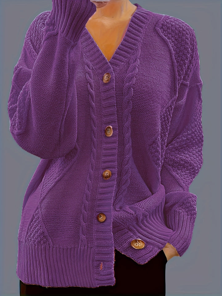Women's Chunky Cable Knit Aran Cardigan 2
