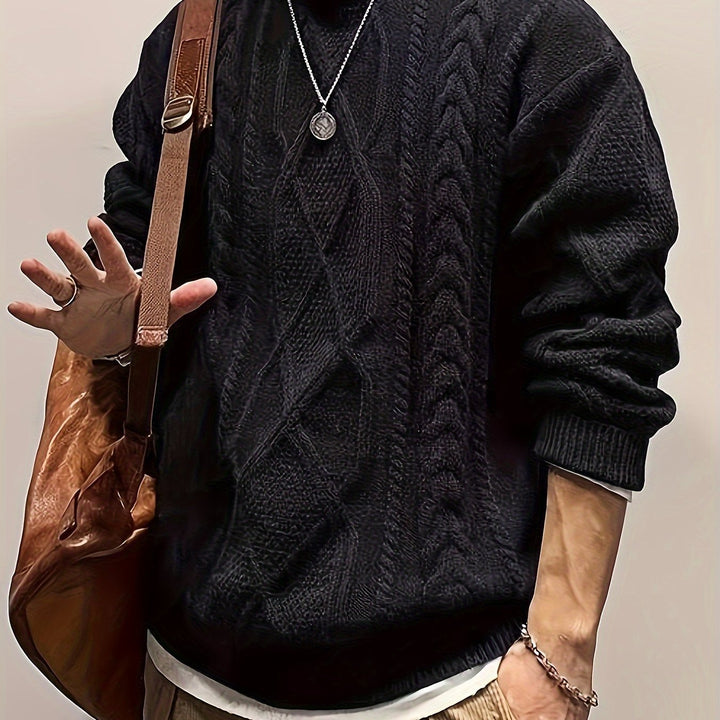 Men's Crew Neck Chunky Cable Aran Jumper 13