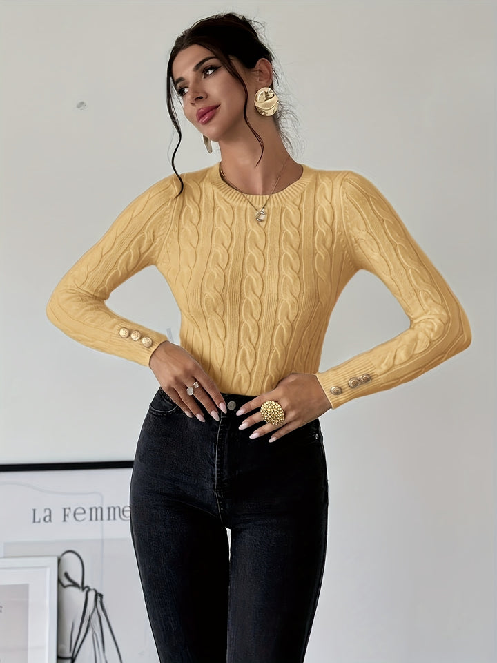 Women's Slim Fit Cable Knit Aran Jumper 7