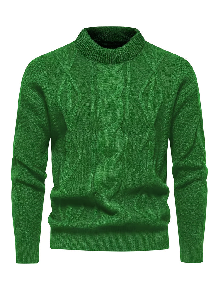 Men's Crew Neck Diamond Cable Knit Aran Jumper 2