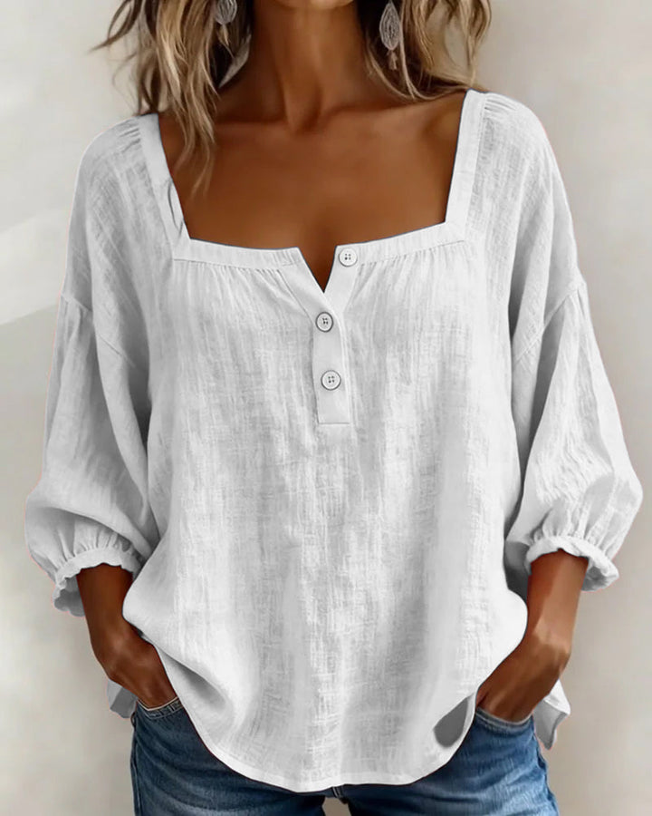 Orlinda | Puff Sleeve Blouse with Square Neckline