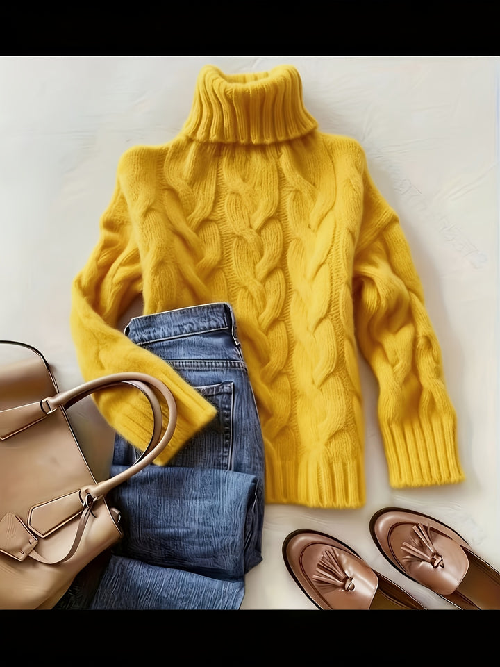 Women's Chunky Turtleneck Cable Aran Jumper 6