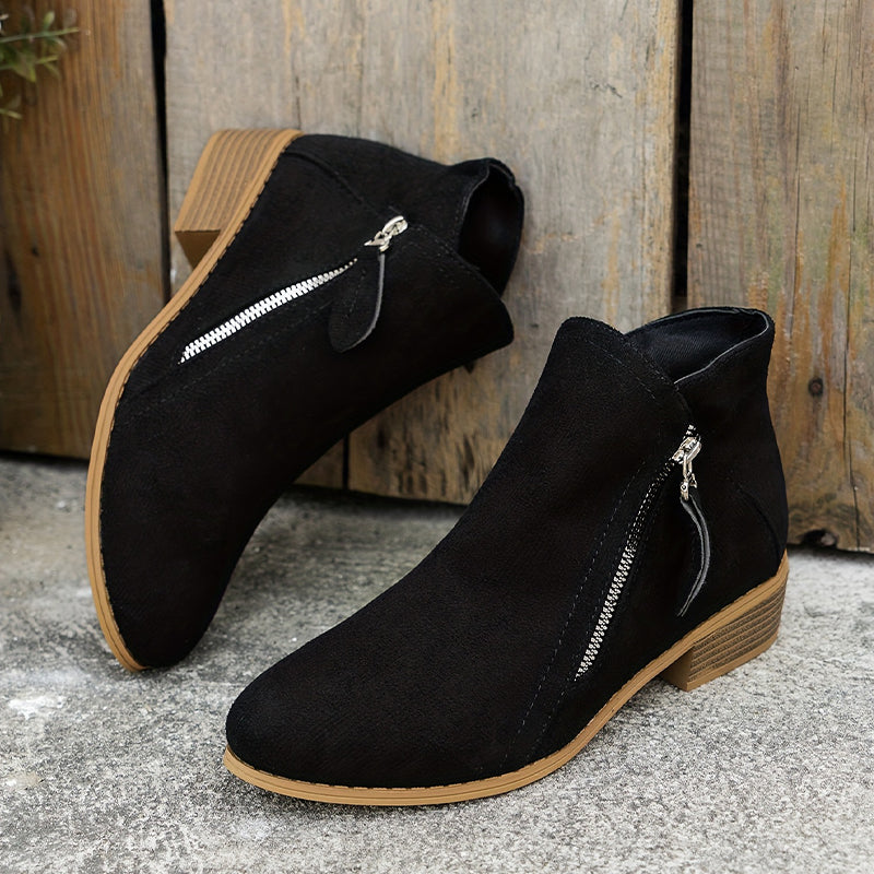 Aoibheann | Orthopedic Block Heel Ankle Boots with Side Zips