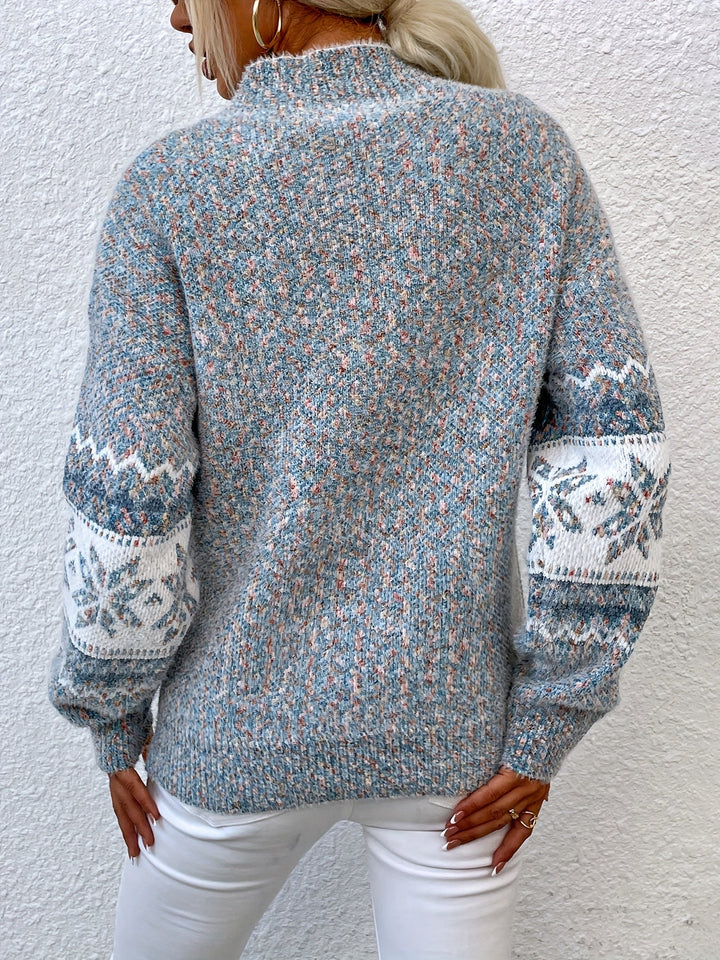 Women's Snowflake Mock Neck Christmas Jumper