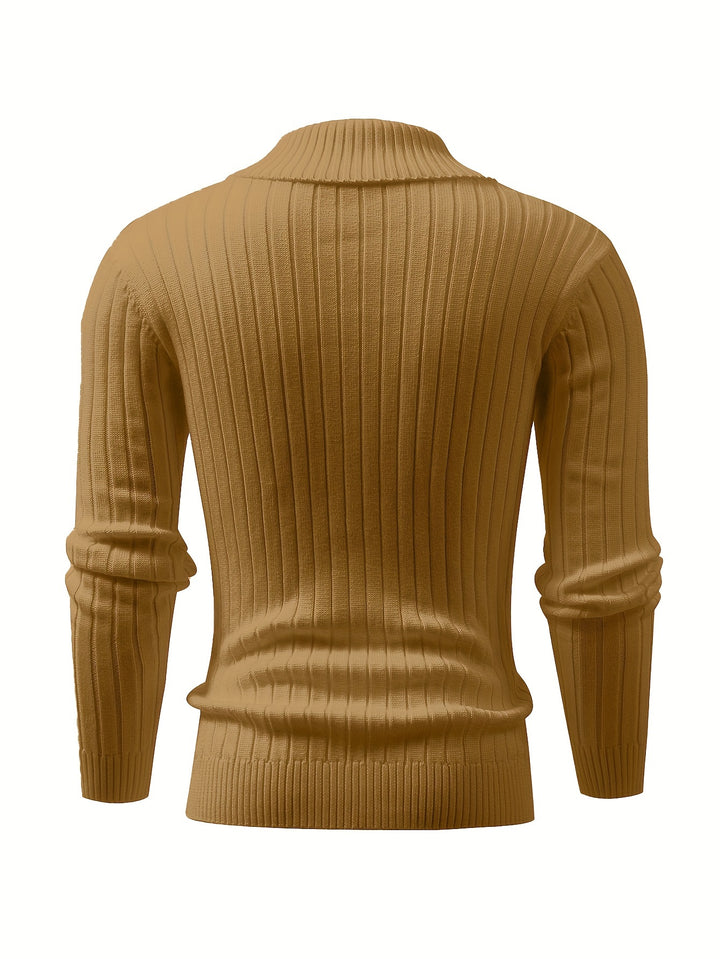 Men's Shawl Collar Ribbed Knit Aran Jumper 8