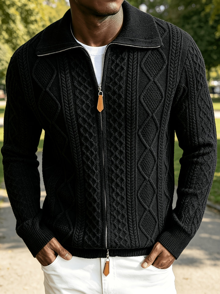 Men's Zip Up Cable Knit Aran Cardigan 3
