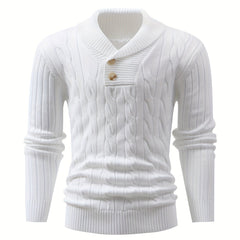 Fergus | Men's Shawl Collar Ribbed Knit Aran Jumper