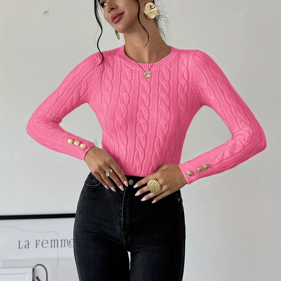 Women's Slim Fit Cable Knit Aran Jumper 17