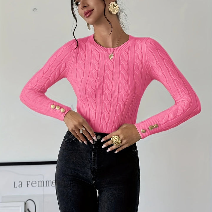 Women's Slim Fit Cable Knit Aran Jumper 17