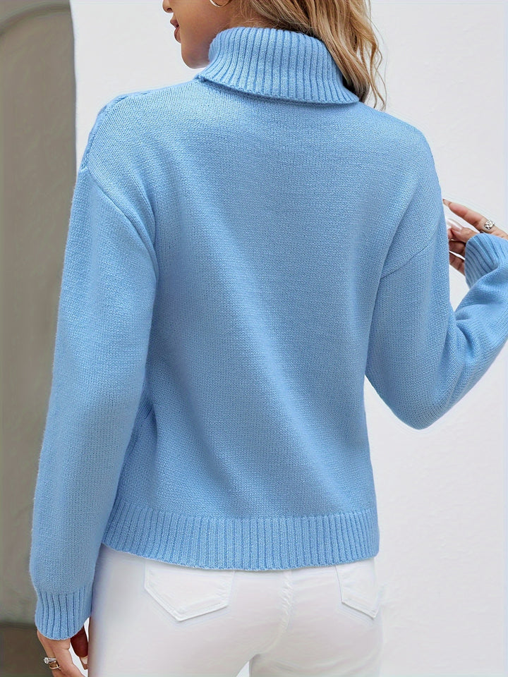 Women's Fitted Turtleneck Cable Aran Jumper 8