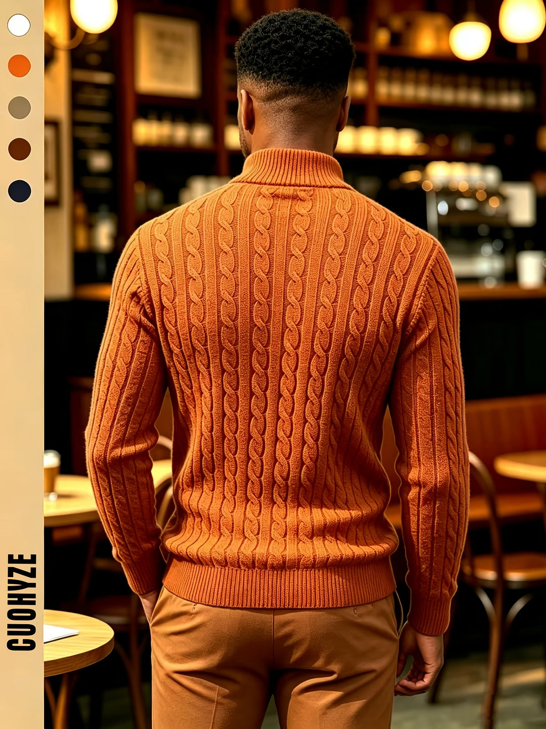 Men's Quarter Zip Cable Knit Aran Jumper 10