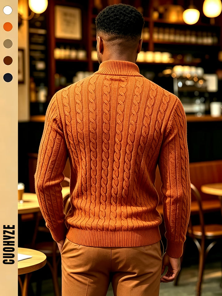 Men's Quarter Zip Cable Knit Aran Jumper 10