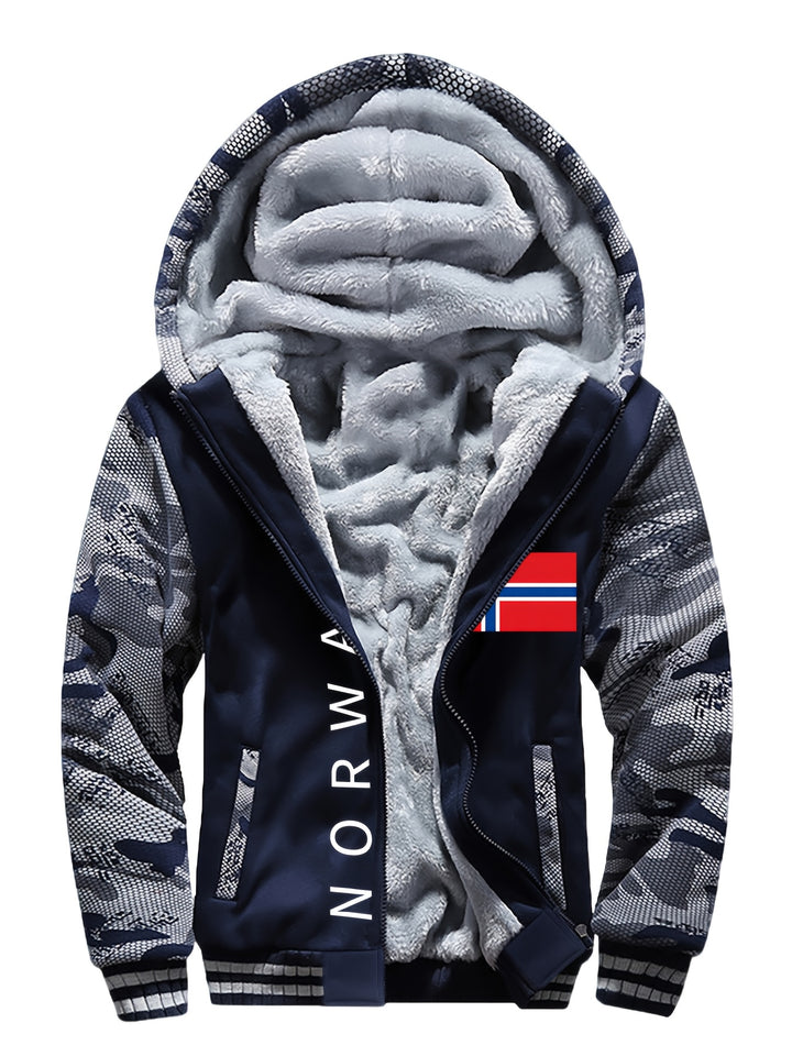 Men's Sherpa Lined Colour Block Zip Up Hoodie Jacket 5