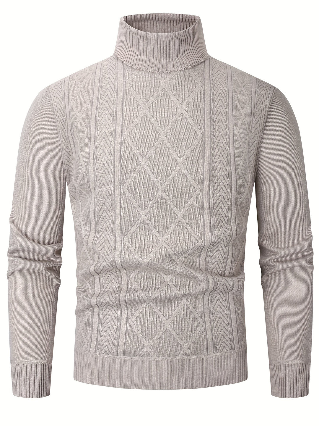 Men's Turtleneck Diamond Knit Aran Jumper 4