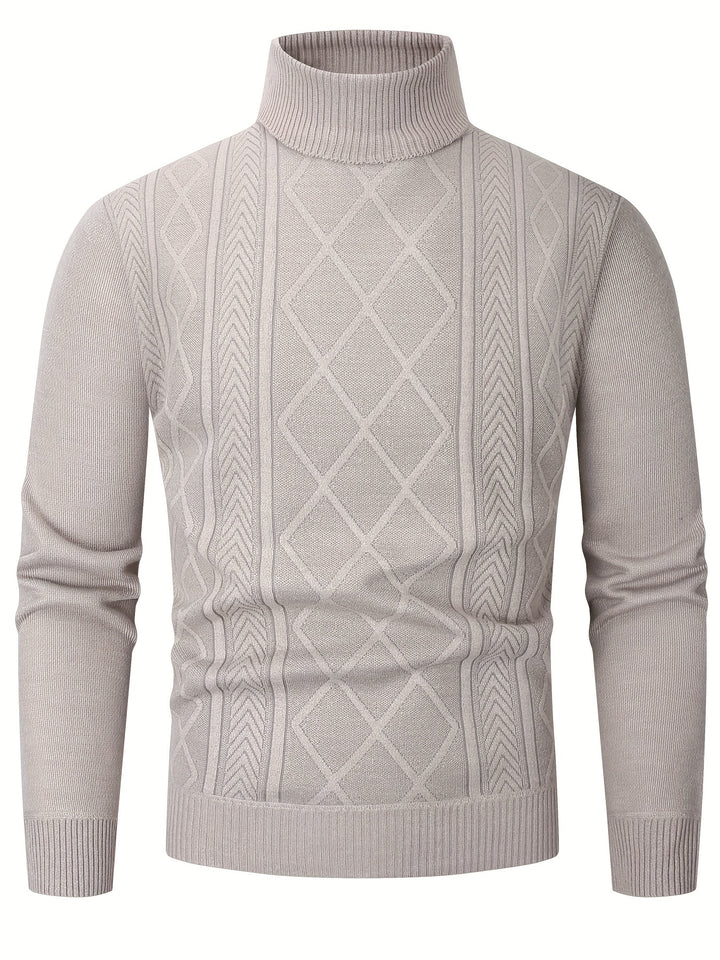 Men's Turtleneck Diamond Knit Aran Jumper 4