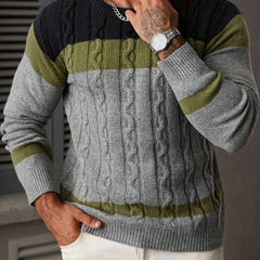 Brendan | Men's Colour Block Cable Knit Aran Jumper