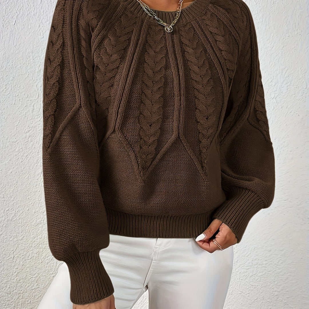 Women's Balloon Sleeve Cable Knit Aran Jumper 17