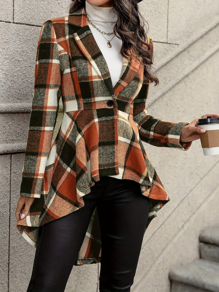 Nessa | Women's Structured Draped Plaid Jacket