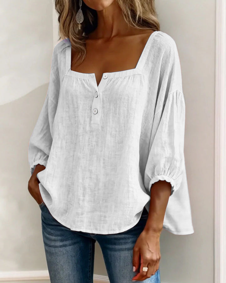 Orlinda | Puff Sleeve Blouse with Square Neckline