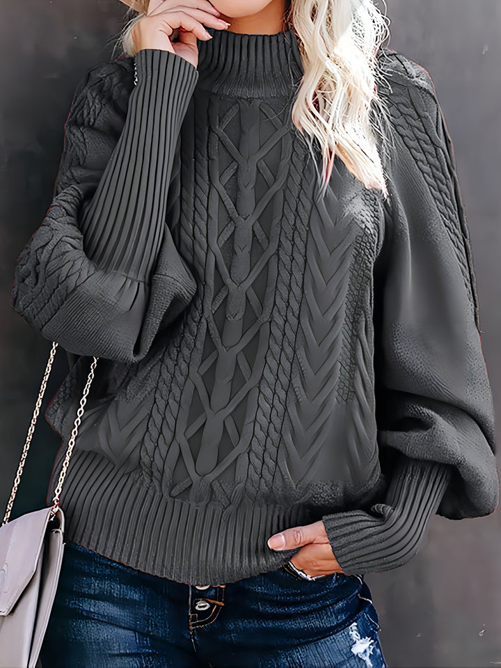 Women's Mock Neck Cable Aran Jumper 3