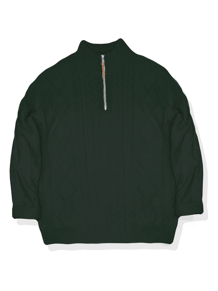 Men's Half Zip Chunky Cable Knit Aran Jumper 8
