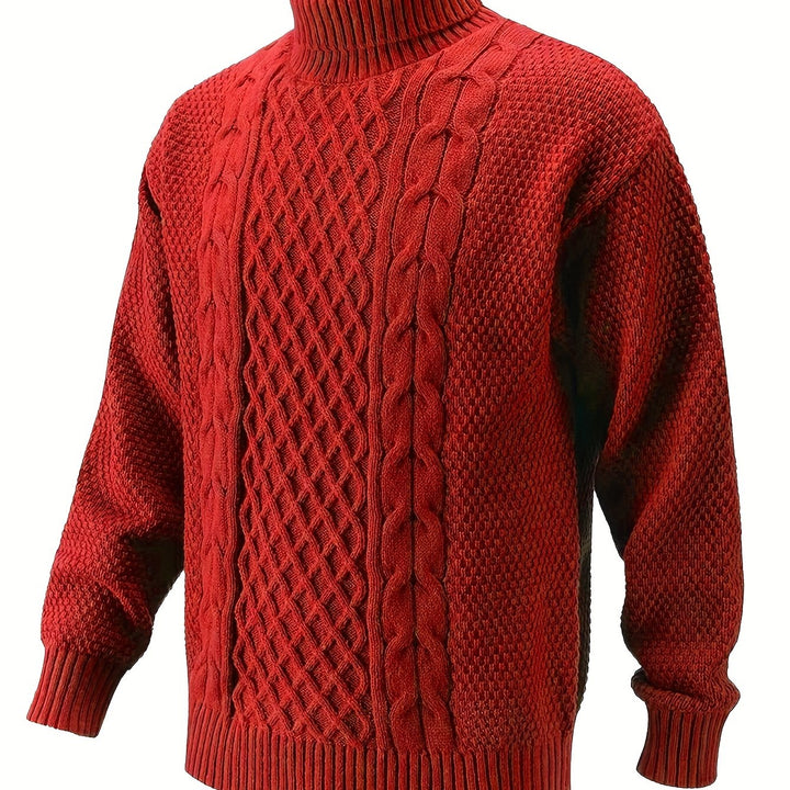 Men's Turtleneck Cable Knit Aran Jumper 13