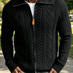 Ruairi | Men's Zip Up Cable Knit Aran Cardigan