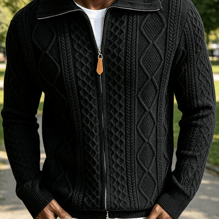 Men's Zip Up Cable Knit Aran Cardigan 11