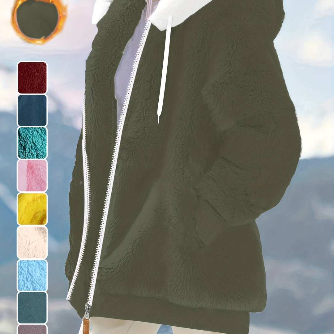 Women's Plus Size Oversized Sherpa Fleece Zip Up Hoodie Jacket 20