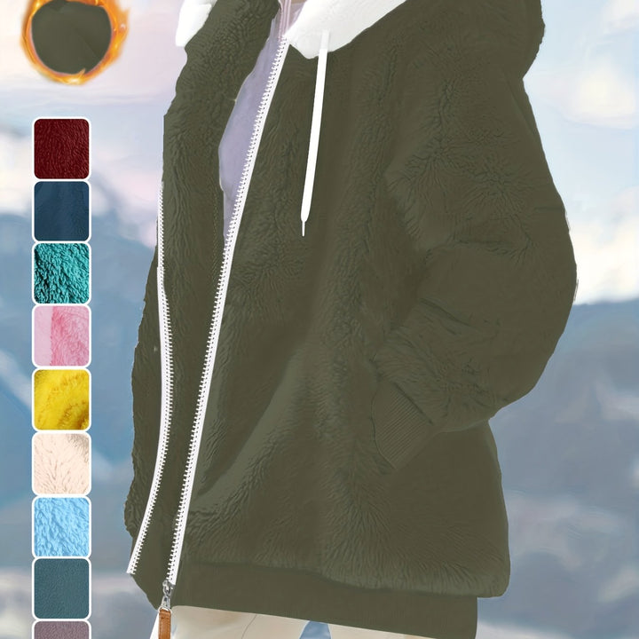 Women's Plus Size Oversized Sherpa Fleece Zip Up Hoodie Jacket 20