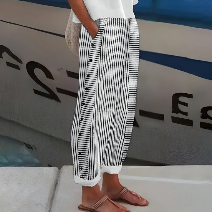 Sabrina | Lightweight Striped Linen-Blend Trousers