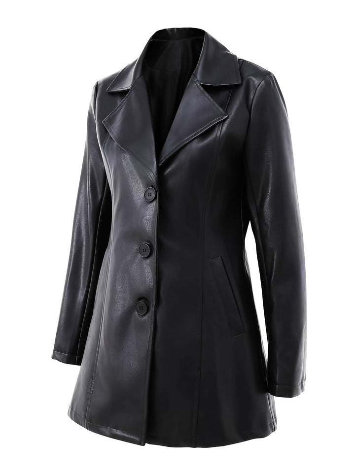 Women's Slim Fit Leather-Look Trench Coat 3