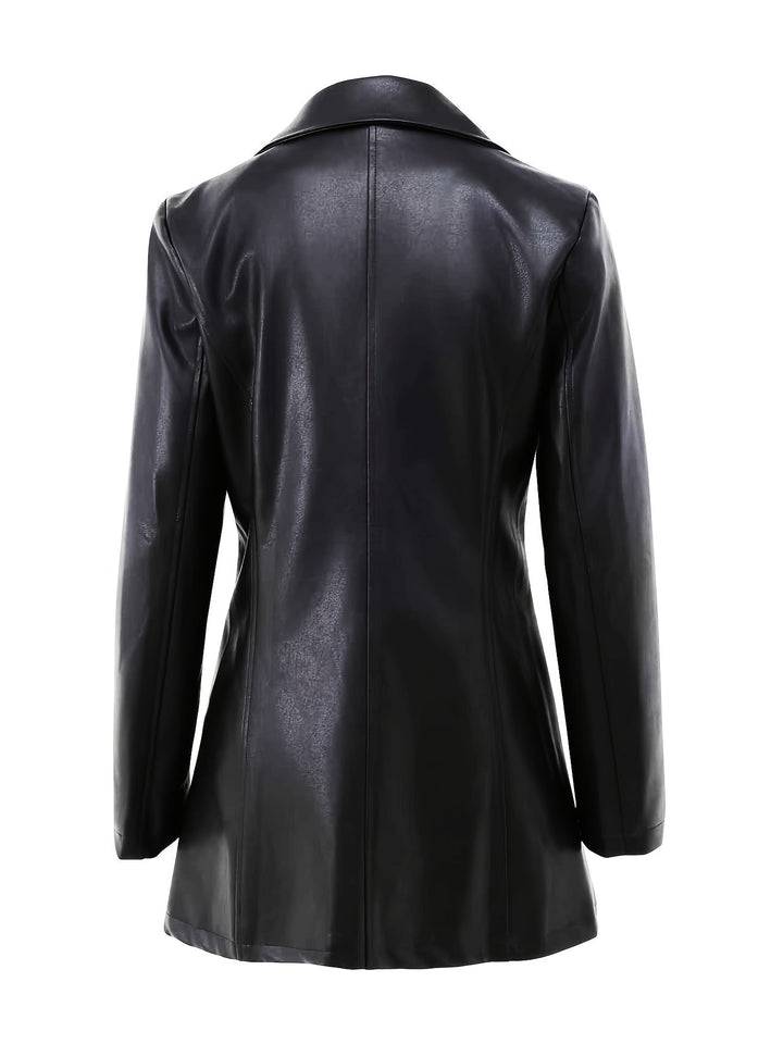 Women's Slim Fit Leather-Look Trench Coat 4