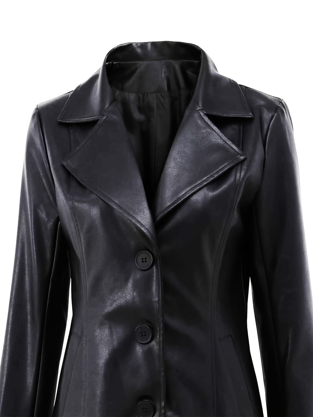 Women's Slim Fit Leather-Look Trench Coat 5
