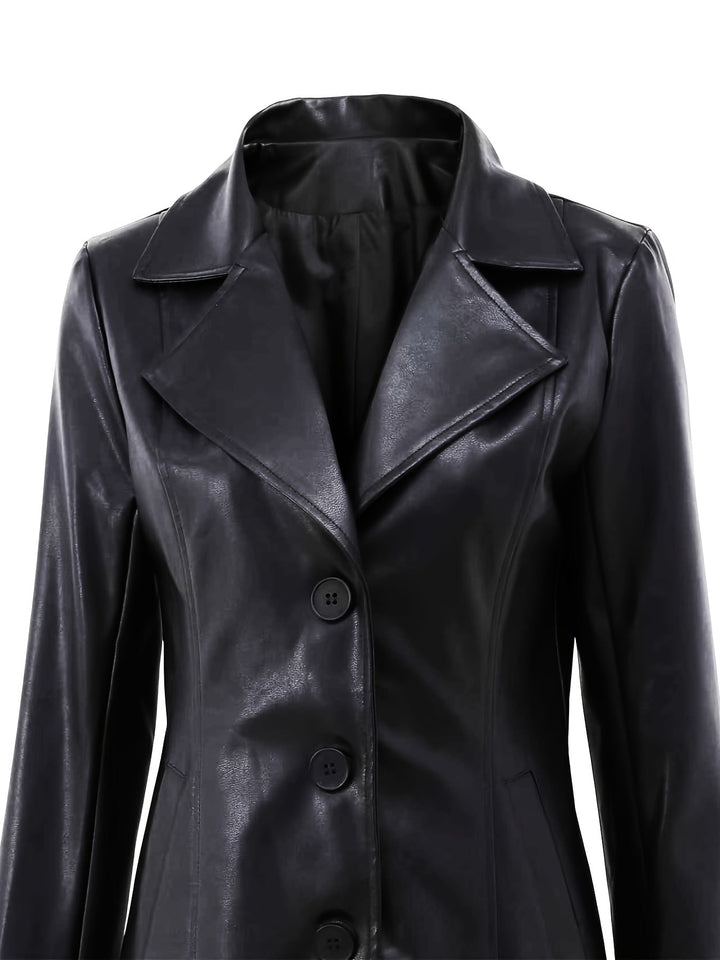 Women's Slim Fit Leather-Look Trench Coat 5